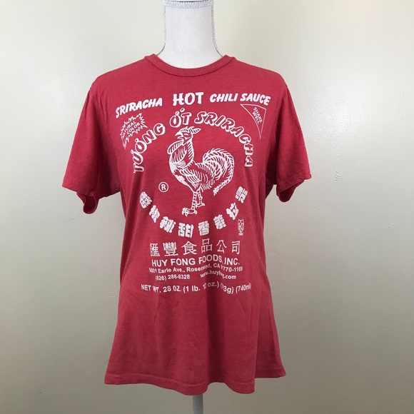 Ripple Junction Tops - Sriracha Label Red Graphic Tee Size Medium